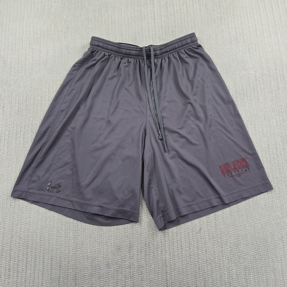 Under Armour Shorts Mens Large Gray Jersey Biloxi Football Athletic Gym Training